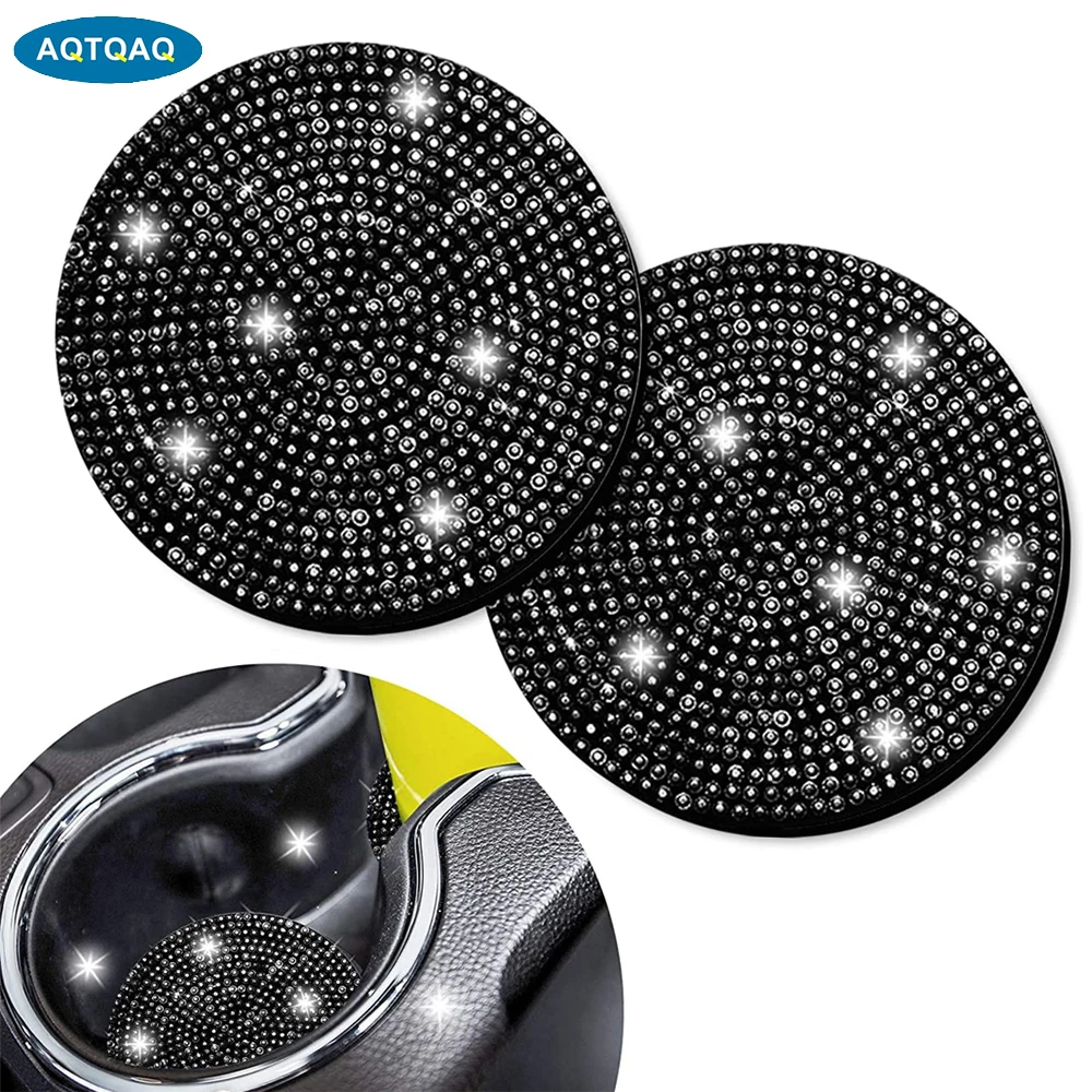 

2Pcs Car Cup Coaster,Universal Bling Car Coaster Accessories,Silicone Anti-Slip Shockproof Fashion Vehicle Automotive Cup Holder