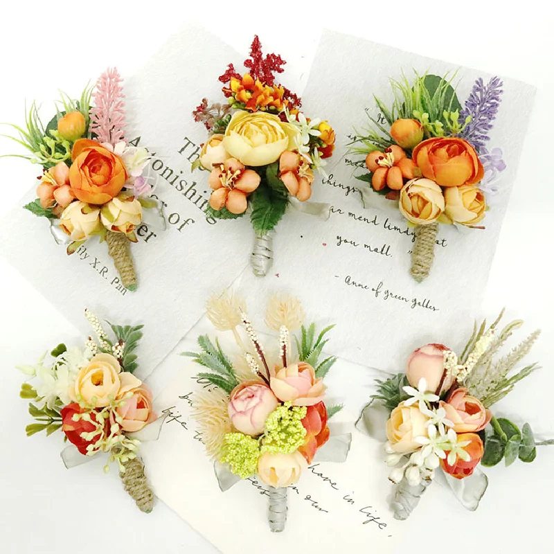 Boutonniere And Wrist Corsag Wedding Supplies Wedding Flower Art Simulation Flower Business Celebration Opening Guests 197 mimosa artificial plant simulation flower wedding arch background wall flower arrangement simulation wedding decoration flower