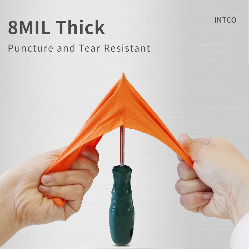 Multi-purpose Nitrile Gloves Diamond Texture Mechanic Industrial Waterproof Safety Work Non-slip 8 Mil Thick Mechanics Repair work gloves nitrile gloves protective gloves