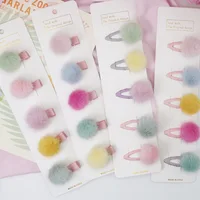 5Pcs/Set Pompom Baby Hair Clips Colorful Plush Ball Kids Hairpins Princess Girl Barrettes Children Headwear Photo Props BB Clip 1