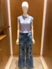 Women Hollow Out Embroidered Floral Jeans Straight Fashion Zipper Fly 2025 Summer Denim Long Pants for Female 3