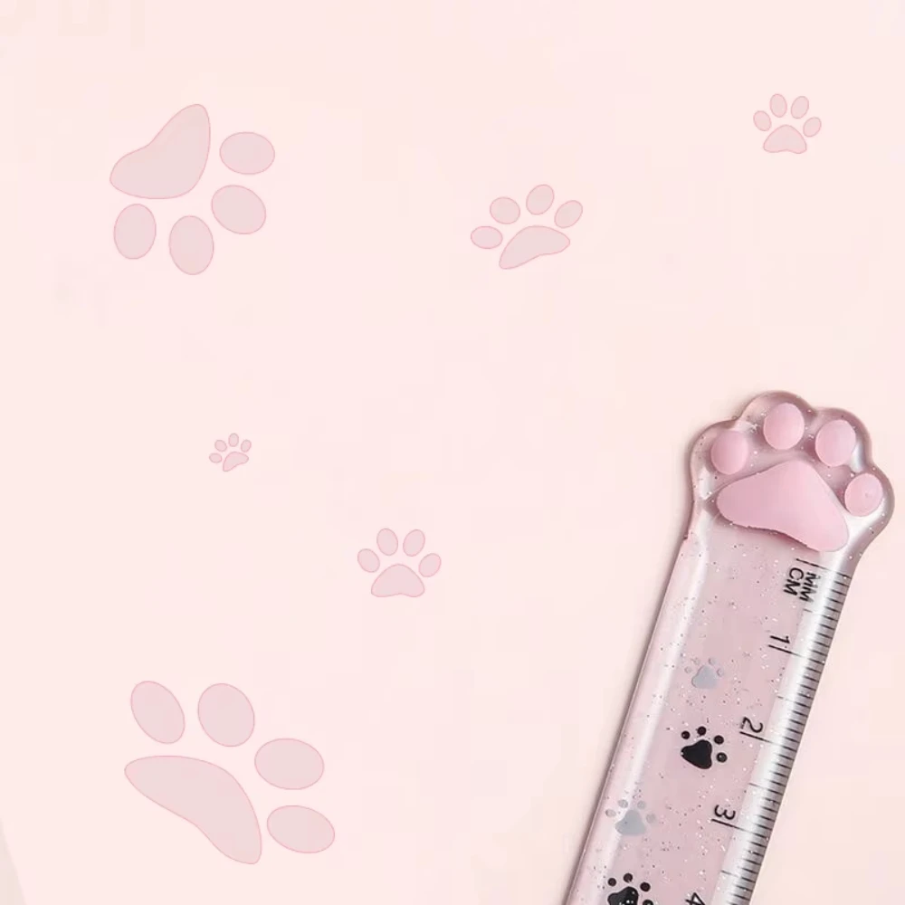 귀여운 고양이 발 모양 플라스틱 직자 카와이 학교 사무용품 플래너 액세서리 학생 상품