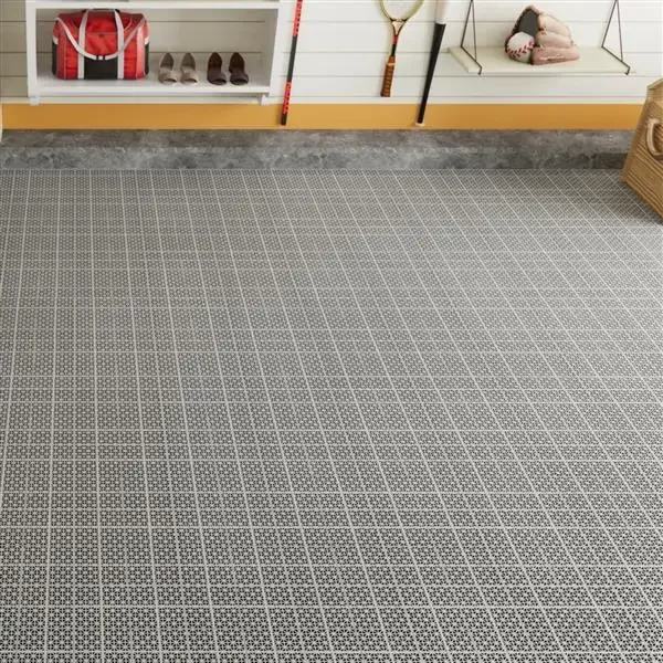 12 x 12 英寸灰色互锁甲板瓷砖塑料防水户外全天候防滑浴室淋浴阳台门廊坚固承重高达 6613 磅，玫瑰花图案 12 件装-35