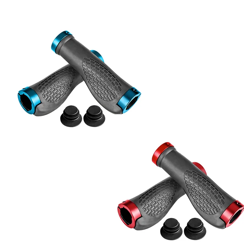 

Bike Handlebar Grips Anti-Skid Non-slip Double Locking Rubber Ergonomic Mountain MTB Cycling Parts Bicycle Black Gold Blue