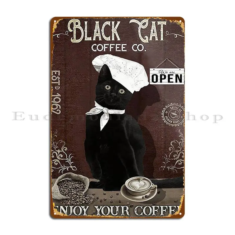 

Black Cat Coffee Metal Signs Designer Wall Cave Designing Wall Pub Home Tin Sign Poster
