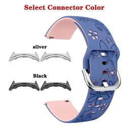 Laser Engraved Breathable Silicone Watch Band - Soft Replacement Wristband - Pixel watch 2 1 (Blue pink)