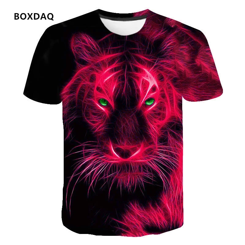 

Men's Short Sleeve Tiger Graphics T-Shirts Summer Tie-dye 3d Animal Print Street Hip Hop Male Tee Loose Casual 6XL Big Size Tops