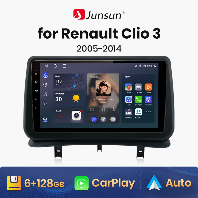 Auto Audio GPS Navigation Autoradio Android 11 8g+128g Pour Renault Clio 3  2006-2019 8-core intégré Carplay Auto Wifi+4g Dsp Rds