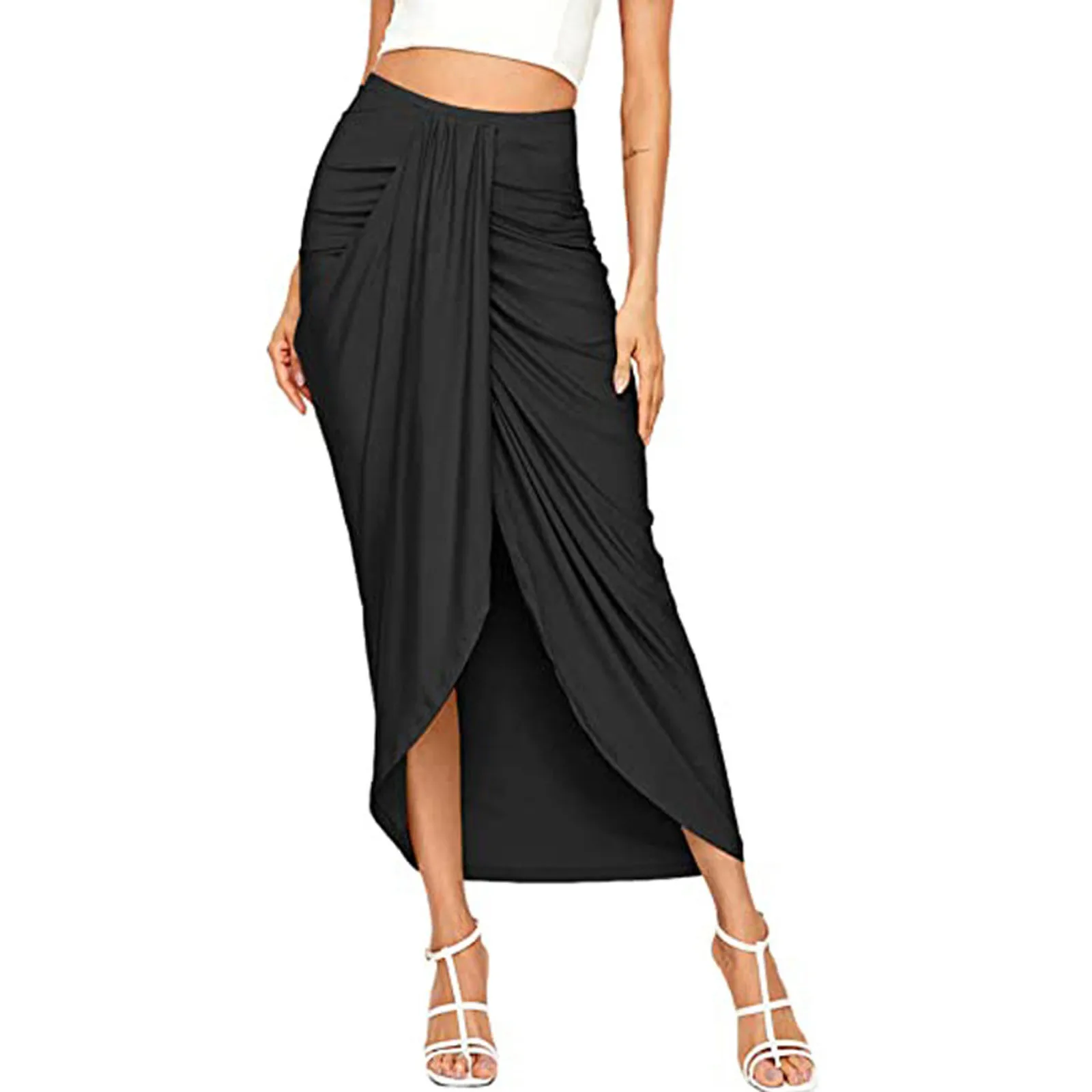 High Waisted Twisted Wrapped Tie Back Quick Dry Resort Skirt