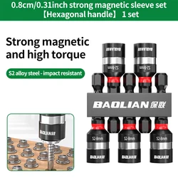 Magnetic High - Torque Hex Shank Socket Bit - Durable S2 Alloy Steel (8mm Magnetic Socket)