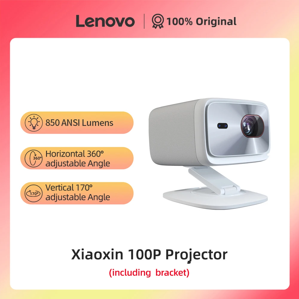 Portable Projector Lenovo Xiaoxin 100P 850 ANSI Auto Focus Wifi6 Smart Home Theater 360 PTZ Support 4K HD