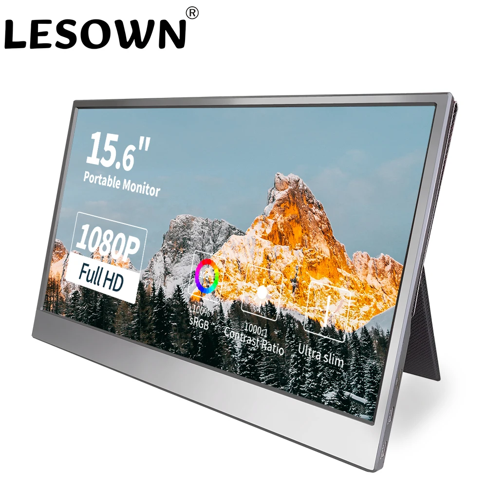 Monitor Portatile 15.6 Pollici Full Hd 1920X1080 Ips Display Portatile, Usb Tipo C E Mini Hdmi Monitor Da Gioco Per Pc, Display Esteso Per Pc