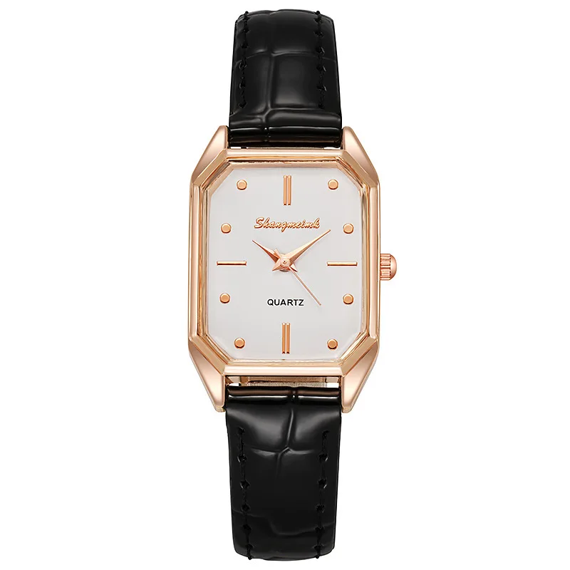 Bracelet de montre à quartz pour femme, cadran vert simple, or rose, maille, luxe, marque, mode, carré