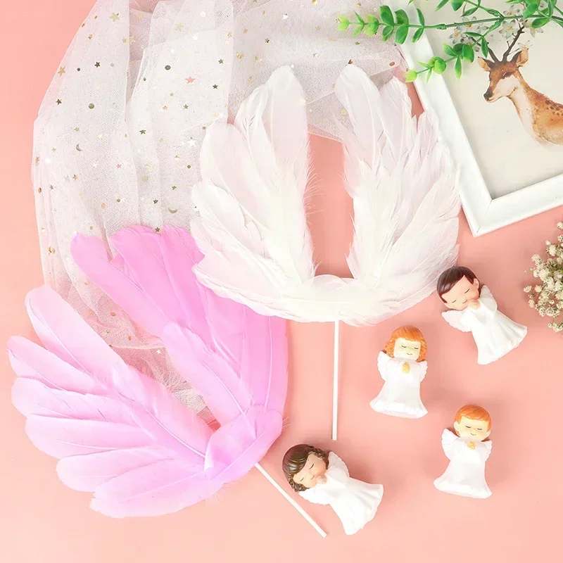 Plastic Little Angel Birthday Baking Decoration Ornaments for Men and Women in White Angel Baby Cake Scene Decoration Accessorie