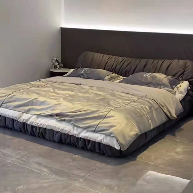 

Light Luxury Modern Minimalist Master Bedroom Double Bed Nordic Technology Fabric Bed Tatami Deck Trundle Bed
