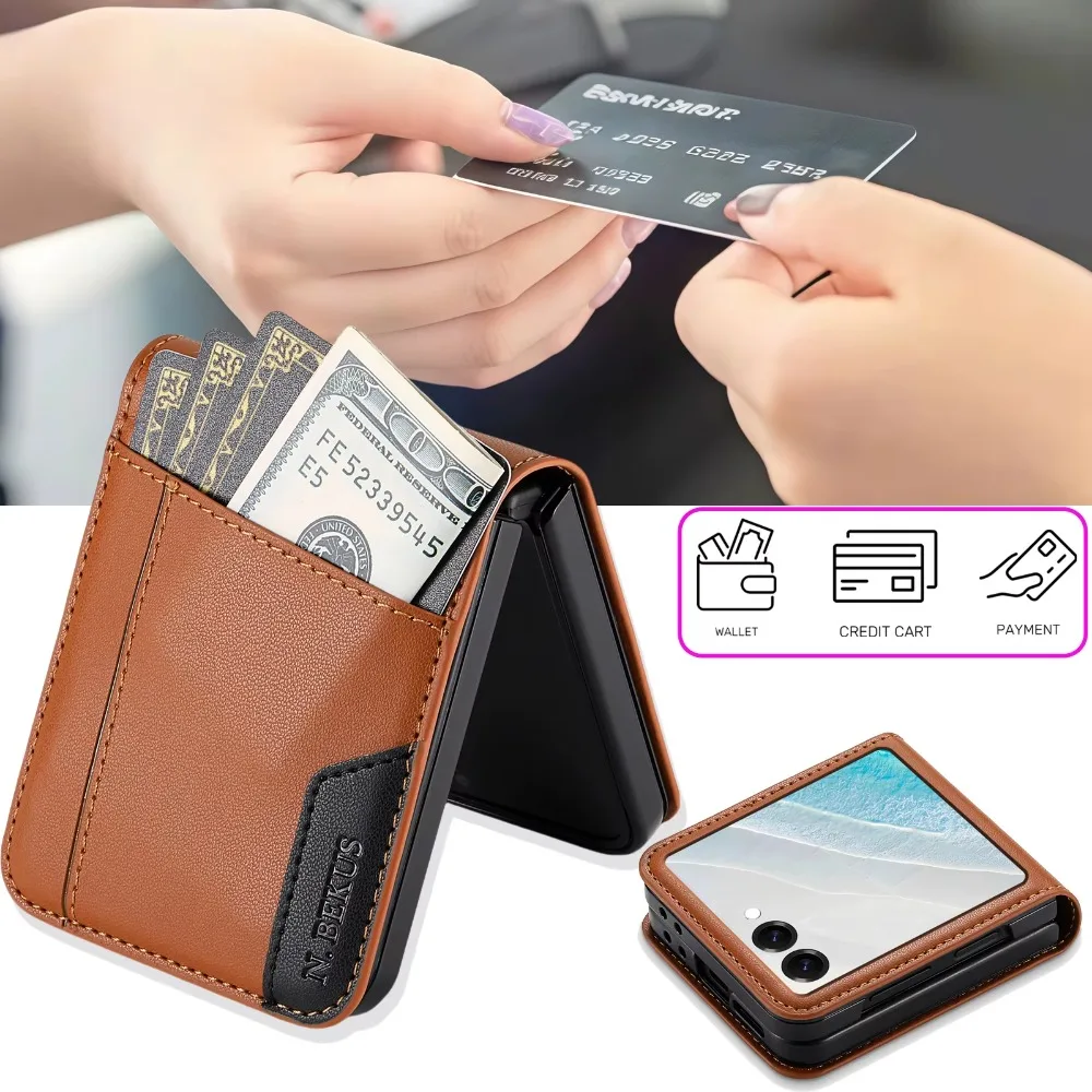 Premium Business Leather Wallet Card Slot Case with Magnetic Closure, Flip Design Cover
