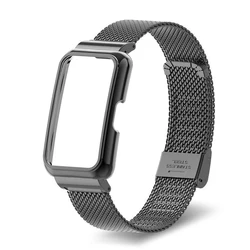Premium Metal Strap and Protective Case for Smart Bracelet/Wristband (Black)