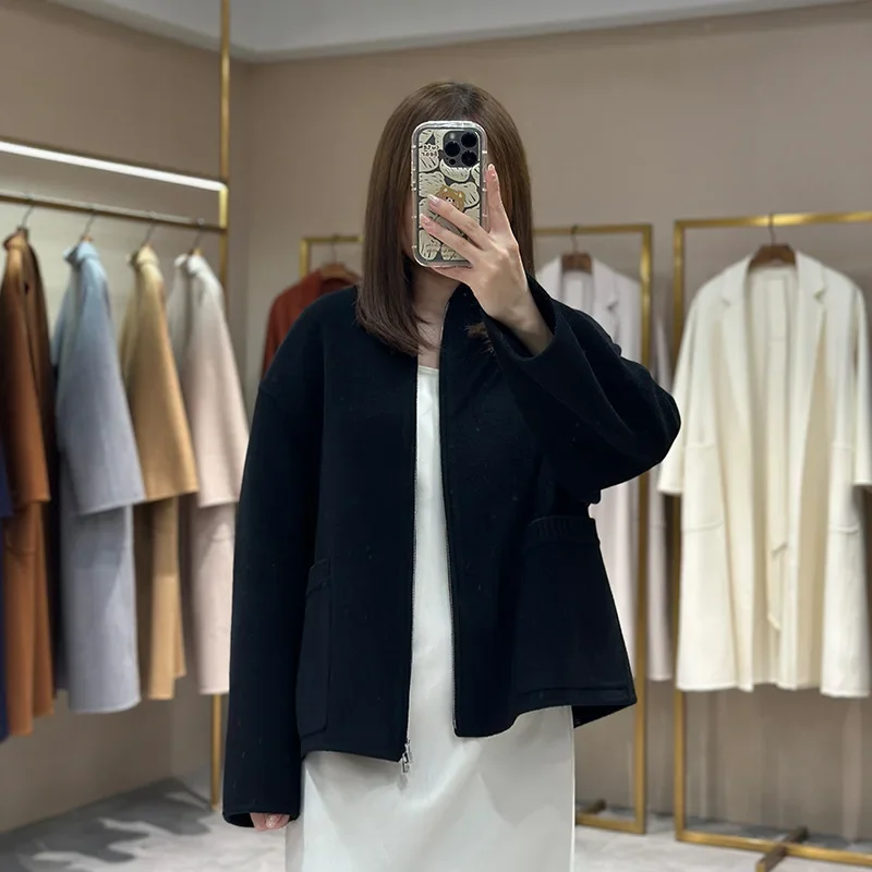 Cashmere Coat Knitted Spliced Simple Fashion Wool women