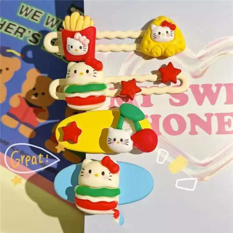 

Kawaii Sanrio Broken Hair Clip Anime Cute Hello Kitty Y2K Little Fresh Versatile Hair Ornaments Duckbilled Clip Gifts for Girls