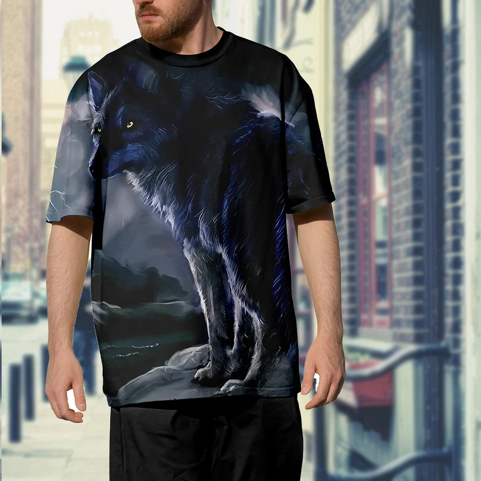 2024 Wolf T Shirt For Mens Animal 3D Print Short Sleeve Top Casual