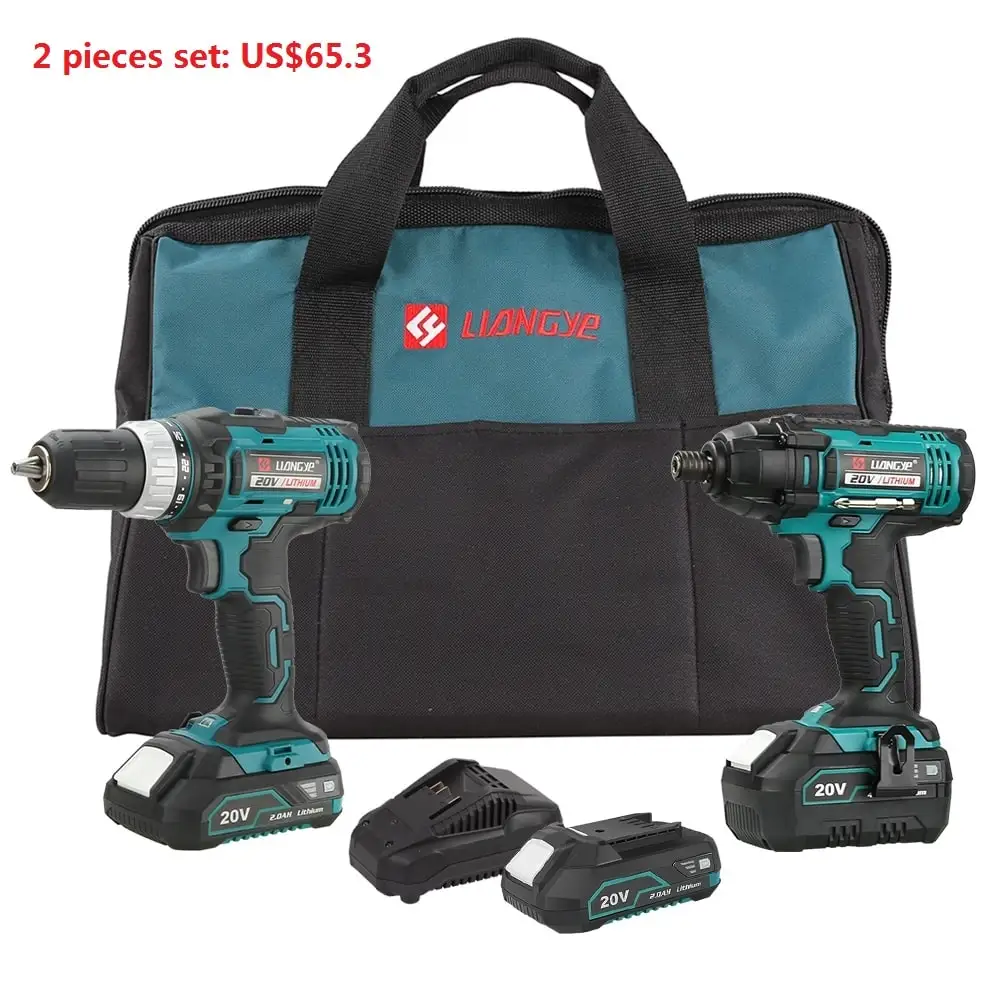 Power tools combo kits 20v 2pcs 8pcs Lithium battery operated hand tool sets 2