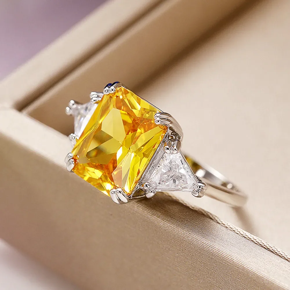 Cubic Zircon Ring Geometric Shaped Cubic Zirconia Rings Wedding Bands Women Accessories Party Jewelry