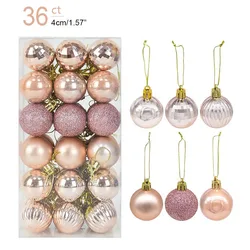 Festive Christmas Tree Ornaments - Elegant Hanging Decorations for Home and Party Decor 2023 (36pcs rose gold)