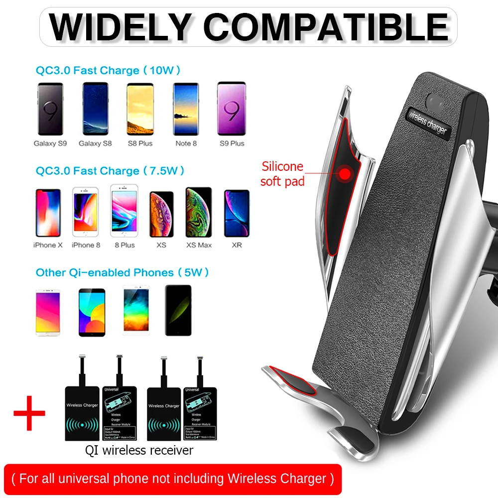 

NEW Wireless charging Phone Holder smart sensor phone holder Automatic induction for iPhone xr Huawei Samsung Smart Phone