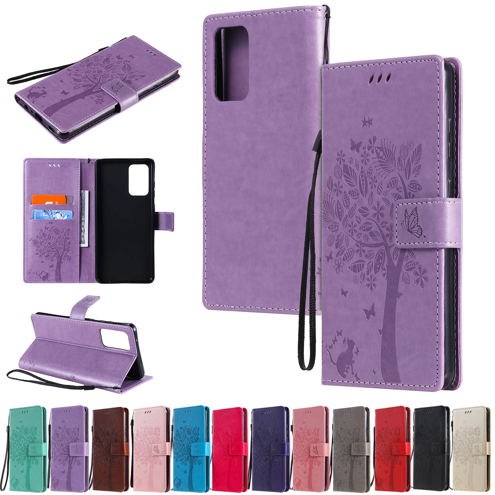 Elegant Embossed Leather Flip Wallet Phone Case Cover