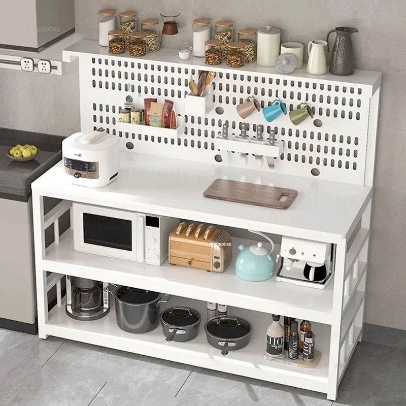 Modern Creative Kitchen Cabinets with Perforated Board Multifunctional Food Preparation Table Integrated Kitchen Storage Cabinet 3
