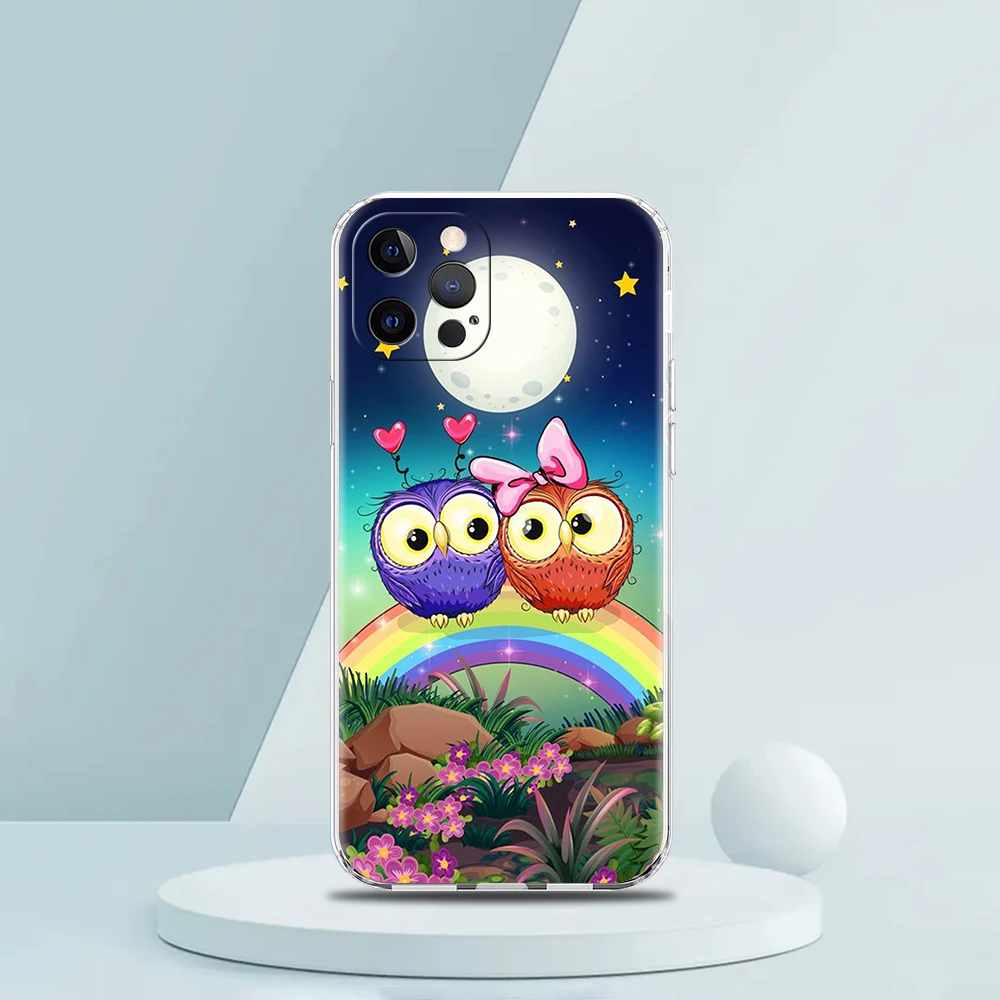 Charming Cartoon Owl Transparent Soft Phone Case
