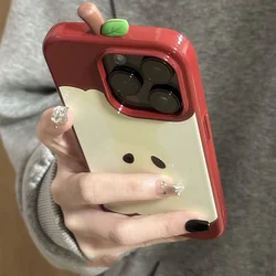 Korean Style 3D Apple Core Anti - Drop Phone Case - iPhone 13 (Red)