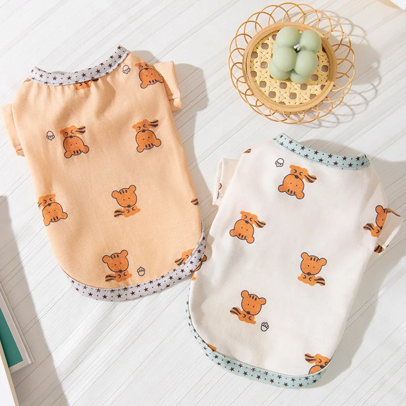 

Squirrel Full Print Crewneck T-shirt Yorkshire Thin Style Breathable Clothes Summer Pet Clothing Puppy Two Legs Vest