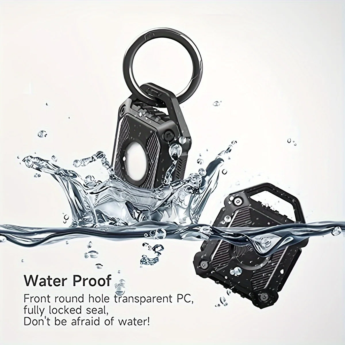 Waterproof AirTag Stand Case with Key Chain, Screw Full Cover Scratch Resistant, Security Stand Case for Apple AirTag Tracker