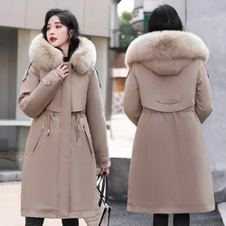 2023 New Snow Wear Coat Parkas Winter Jacket Women Fur Collar Parka Thick Warm Female Hooded Jackets Long Coats Wamen Clothes