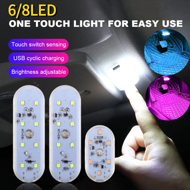Iluminación led para Interior de coche, lámpara de lectura con Sensor  táctil de dedo, carga USB, 6 bombillas, Mini luz para puerta de coche,  accesorios para coche, 5v - AliExpress
