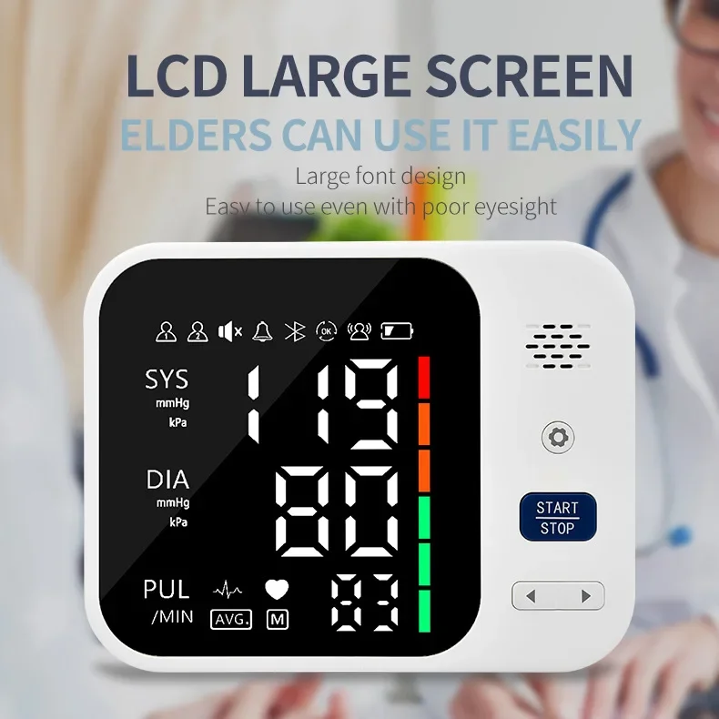 High Accurate English Voice Blood Pressure Monitor Digital Sphygmomanometer Big LED Screen Bp Monitors Electronic Tonometer 2