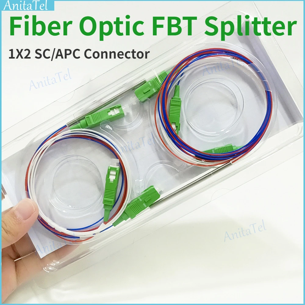 5pcs/lot Fiber Optic FBT Splitter With Connector Single-mode SM SC APC 1x2 0.9mm Unbalanced Coupler 70/30 60/40 Ratio Splitter