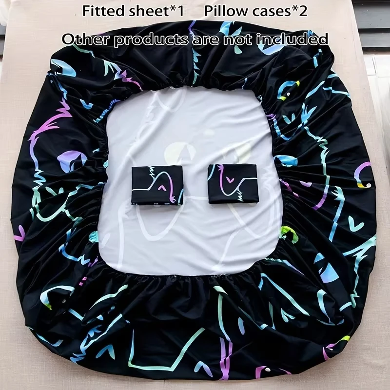 3D Cute Cat Fitted Sheet Set Dustproof Non-slip All Season Mattress Protector Soft Breathable Bedding Set With Deep Pocket 6