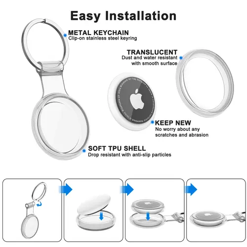 Waterproof Anti-lost Keychain Holder TPU Case for Apple Airtag Air Tag Dog Cat Pet Collar Keys Tracker Protective Full Cover - Image 2