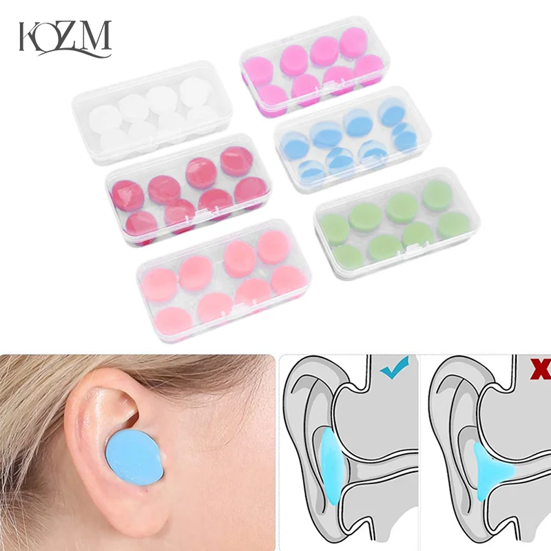 

8PCS/Box Silicone Ear Plugs Noise Reduction Sleep Anti Canceling Sound Insulation Earplug Protection Sleeping Reusable Ear Plugs