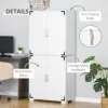 Industrial Style 4-Door Pantry Cabinet Organizer W/ Storage Shelves, White 4