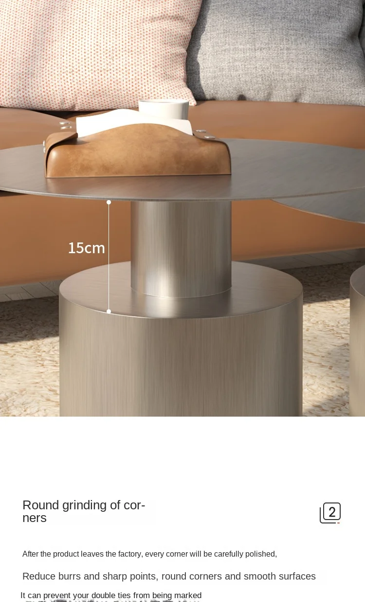 Description Picture 5 of itemWuli Minimalist Modern Stainless Steel Coffee Table Combination Nordic Creative Living Room Sofa Light Luxury Metal Coffee Table