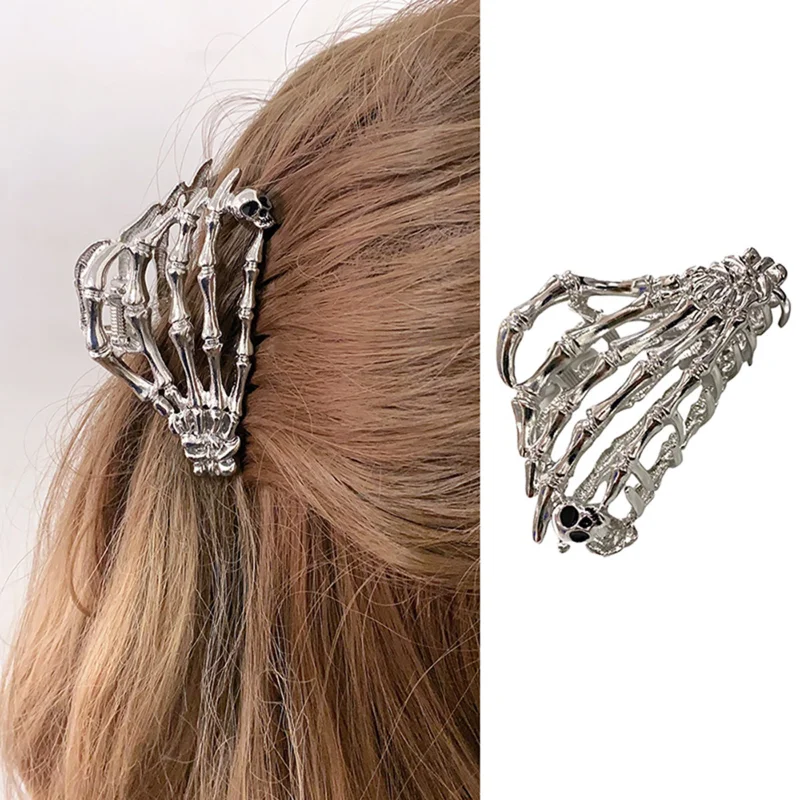 

Fashion Women Girls Creative Harajuku Skull Skeleton Hand Bone Hair Clip Hair Claw Ghost Skeleton Halloween Party Hairpin