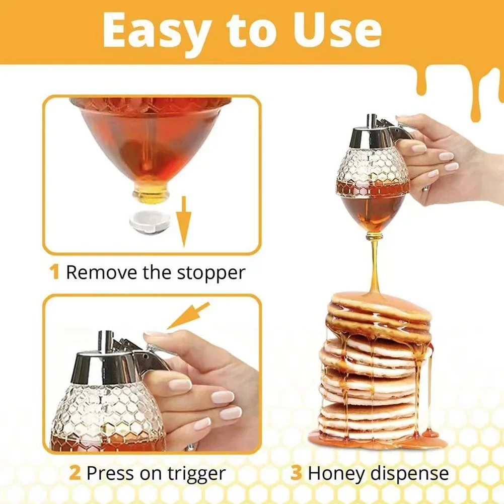 Syrup Dispenser with Stand Honey Pourer Dispenser Olive Oil Dispenser Bottle for Home Kitchen Storing Honey and Syrup