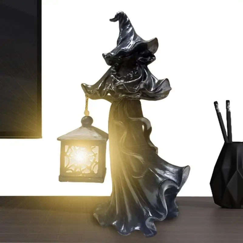 Cracker Barrel Witch Resin Vintage LED Lantern Ghost Statue Decoration