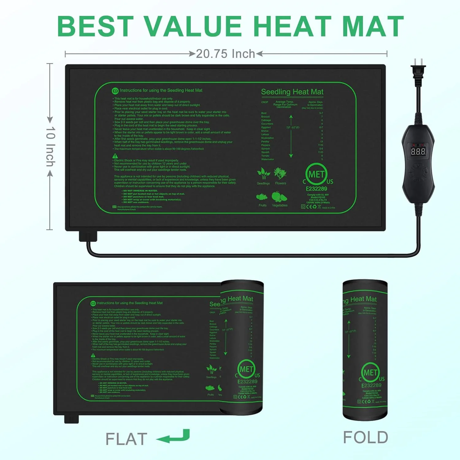 Indoor Plant Germination Heating Pad with Digital Thermostat