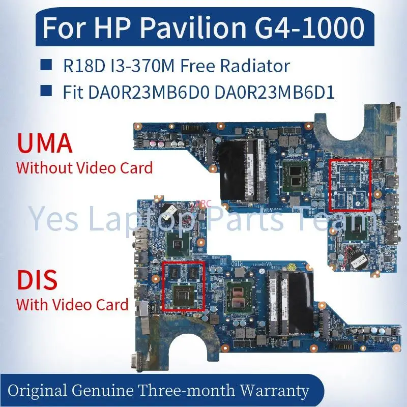 

DAR18DMB6D0 For HP Pavilion G4-1000 Laptop Mainboard R18D Fits DA0R23MB6D0 R23 649950-001 649948-001 Notebook Motherboard