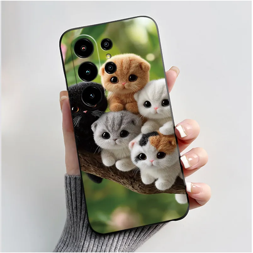 Anti-Scratch Black Cat Pattern Soft Phone Case
