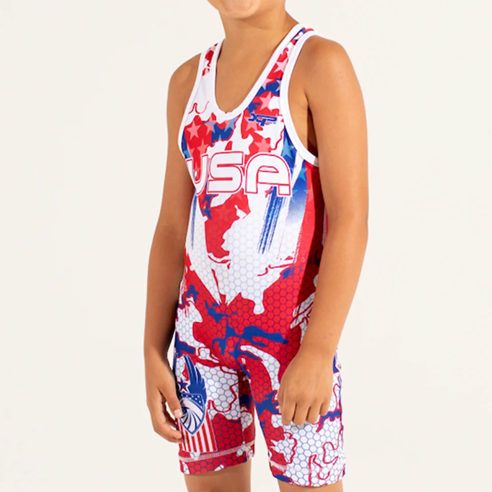 Summer children's wrestling weight lifting one-piece suit sleeveless swimming running one-piece set team boxing suit track sports one piece suit